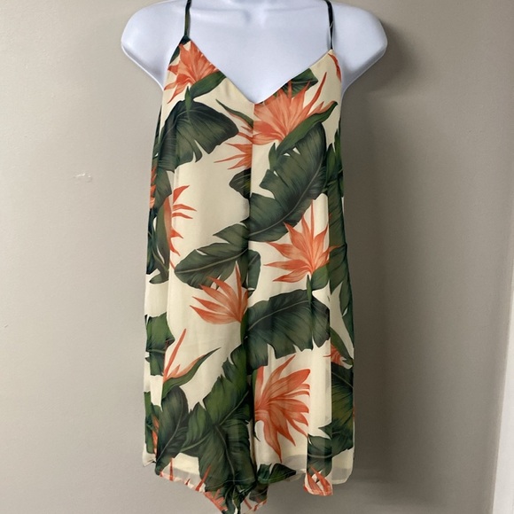 SHOW ME YOUR MUMU RASCAL ROMPER TROPICAL DEEP V BACK ADJUSTABLE STRAPS SZ large - Picture 3 of 11